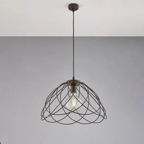 Lampadario in ferro laccato nero con decorazione effetto ruggine co...