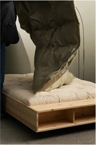 Letto singolo di colore naturale in pino massiccio senza testiera con rete inclusa 120x200 cm Merge – Karup