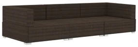 Set divani da giardino 3 pz con cuscini in polyrattan marrone
