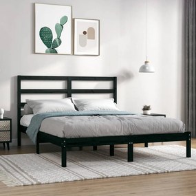 Giroletto Nero İn Legno Massello 150x200 Cm King Size /