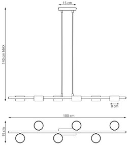 Lampadario a sospensione SORA 6 Nero 6xGX53 da interno