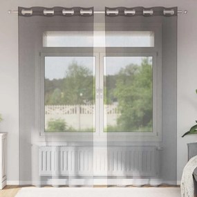 Tende İn Voile Con Occhielli 2 Pz Grigio Scuro 140x245 Cm /