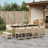 Set da Pranzo da Giardino 13 pz con Cuscini Beige in Polyrattan 3211522