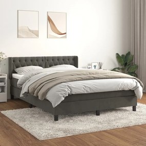 Giroletto A Molle Con Materasso Grigio Scuro 140x190 Cm Velluto /