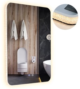 Costway Specchio da bagno con luci LED 3 temperature di colore anti appannamento, Specchio da parete infrangibile