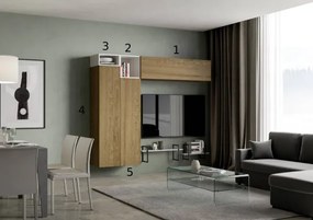 Parete soggiorno Isoka A21B L.234 H.194 P.39,5 Quercia e Bianco