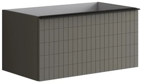 Mobile da bagno da fissare sotto lavabo L 80 x H 40 x P 45.5 cm grigio laccato, 2 cassetti Pixel grid