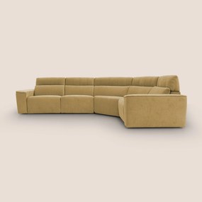 Clark Divano modulare angolare REVERSIBILE con opzione relax elettrico in tessuto smacchiabile impermeabile T17 giallo