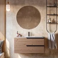 Mobile bagno 100cm sospeso rovere cartagena - jaguar, selezione accessori senza specchio