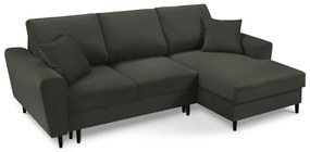 Divano angolare nero allungabile e con contenitore (con penisola a destra/con chaise lounge) con rivestimento in velluto a coste Kyoto – Cosmopolitan Design