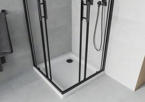 Mexen Rio cabina doccia quadrata 90 x 90 cm, trasparente, nera + piatto Flat, bianco - 860-090-090-70-00-4010B