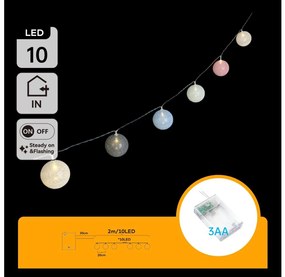 Aigostar - Catena di luci LED natalizia 10xLED/3xAA, 2 m, bianco caldo