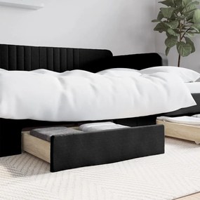 Cassetti Da Letto 2pz Neri İn Legno Multistrato E Similpelle /