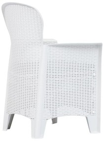 Set Pranzo da Giardino 7 pz in Plastica Stile Rattan Bianco