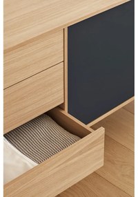 Cassettiera grigio antracite con impiallacciatura in rovere , larghezza 180 cm Yoko - Teulat