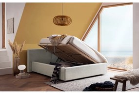 Letto matrimoniale imbottito beige con contenitore con rete inclusa 140x200 cm Cube – Meise Möbel