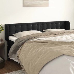 Testiera Ad Orecchio Nera 183x23x78/88 Cm İn Velluto /