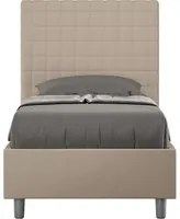 Letto imbottito Singolo 80x210 cm Sunny - Similpelle,Tortora,Contenitore