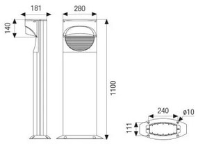 Enco Stelo Led 1 Luce 13W 3000°K H. 110Cm