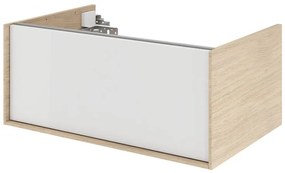 Mobile da bagno sospeso sotto lavabo L 75 x H 32 x P 48 cm bianco e rovere laccato lucido, 1 cassetto SENSEA Neo Frame
