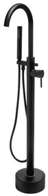 Rubinetto per vasca getto laminare cristallino Freestanding per pavimento nero verniciato a polvere