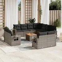 Set Divani da Giardino 12 pz con Cuscini Grigio in Polyrattan 3257159