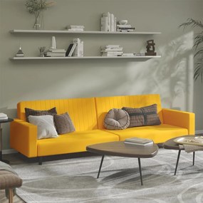 Divano Letto A 2 Posti Giallo İn Velluto /