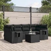 Set Divani da Giardino con Cuscini 7pz Nero Polyrattan 3219914