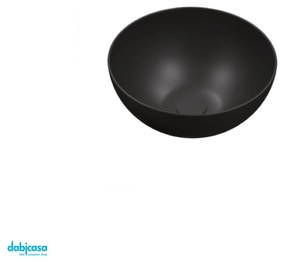 Lavabo D'Appoggio In Ceramica Finitura Nero Opaco Da Diam.40 cm