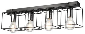 Plafoniera MIKA 4xE27/60W/230V 61 cm nero/cromo