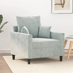 Poltrona Grigio Chiaro 60 Cm Velluto /