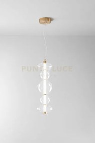 Sospensione bubbles in metallo e vetro trasparente finitura oro spa...