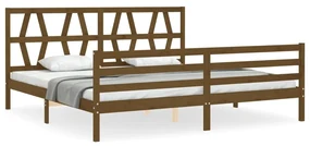 Giroletto con testiera miele 200x200 cm in legno massello