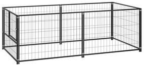 Gabbia Per Cani Nera 200x100x70 Cm İn Acciaio /