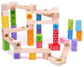 Bigjigs Toys - Pista in legno di marmo colorato