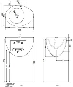 Cielo Le Giare lavabo sospeso 56x45 senza troppopieno in ceramica bianco lucido