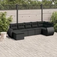 Set Divani da Giardino con Cuscini 7pz Nero Polyrattancod mxl 112376