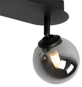 Faretto moderno nero con vetro fumé 2 luci - ATHENAS