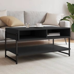 Tavolino da salotto nero 90x50x45 cm in legno multistrato