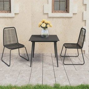 Set Da Pranzo Da Giardino 3 Pz İn Rattan Pvc Nero /
