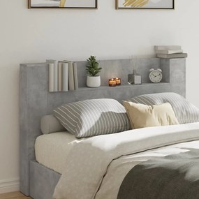 Testiera con contenitore a led grigio cemento 160x16,5x103,5 cm