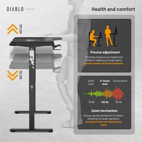 Scrivania Regolabile in Altezza Diablo X-Tensio 1600 Nero