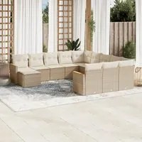 Set Divani da Giardino 12 pz con Cuscini Beige in Polyrattancod mxl 116832