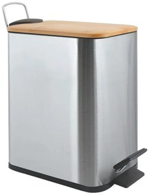 Cestino per la spazzatura color argento opaco in acciaio con pedale 5 l Erik – Spirella