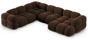 Divano angolare marrone scuro (con penisola a sinistra/a U) con rivestimento in velluto Loretto – Cosmopolitan Design