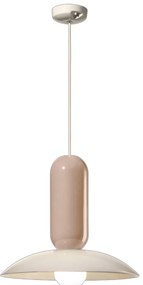 Lampadario Vintage Decò Pau Ceramica Crema E Grigio Sabbia 1 Luce E27