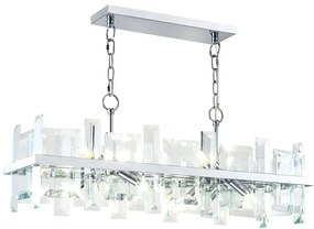 Lampadario Contemporaneo Cerezo Metallo Cromo 8 Luci Diffusori Vetro E Metallo