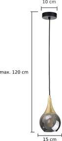 Lampadario a sospensione con filo LACRIMA SMOKY 1xE27/60W/230V