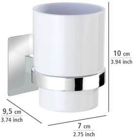 WENKO 23847800-Portaspazzolini TURBO-LOC QUADRO ED. 7x9,5 cm lucido cromo/bianco