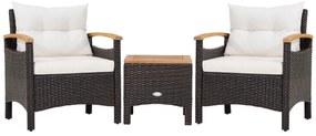 Costway Set di mobili da patio 3 pezzi con cuscino rimovibile accoglienti braccioli, Set di divani in rattan per esterni